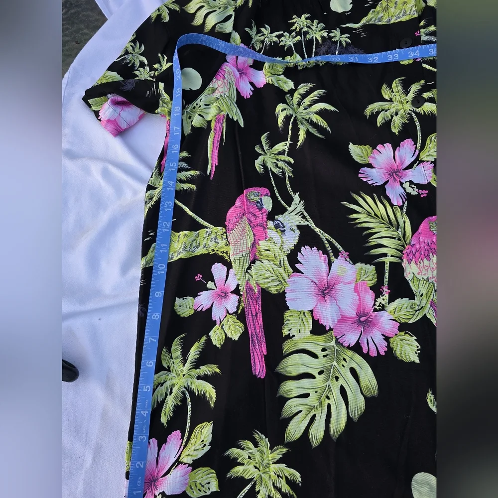 Pink‎ and Green Dress Shirt with Tropical Floral Pattern